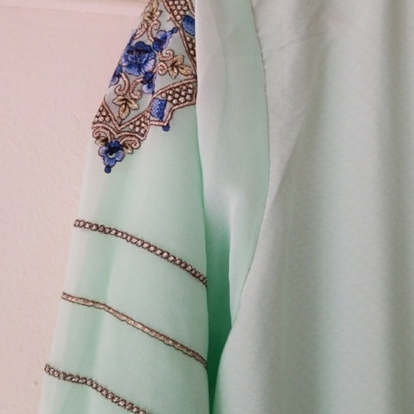 Green Ombre Floral Salwar Kameez Party Dress - Picture 4 of 7